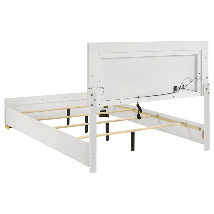 Marceline Wood Eastern King LED Panel Bed White