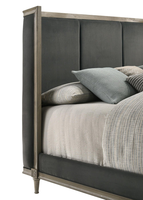 Alderwood Upholstered Eastern King Wingback Bed French Grey
