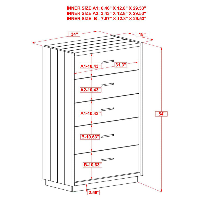 Derbyshire 5-drawer Bedroom Chest Grey Oak