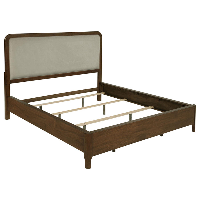 Maderia 57-inch Upholstered California King Panel Bed Walnut