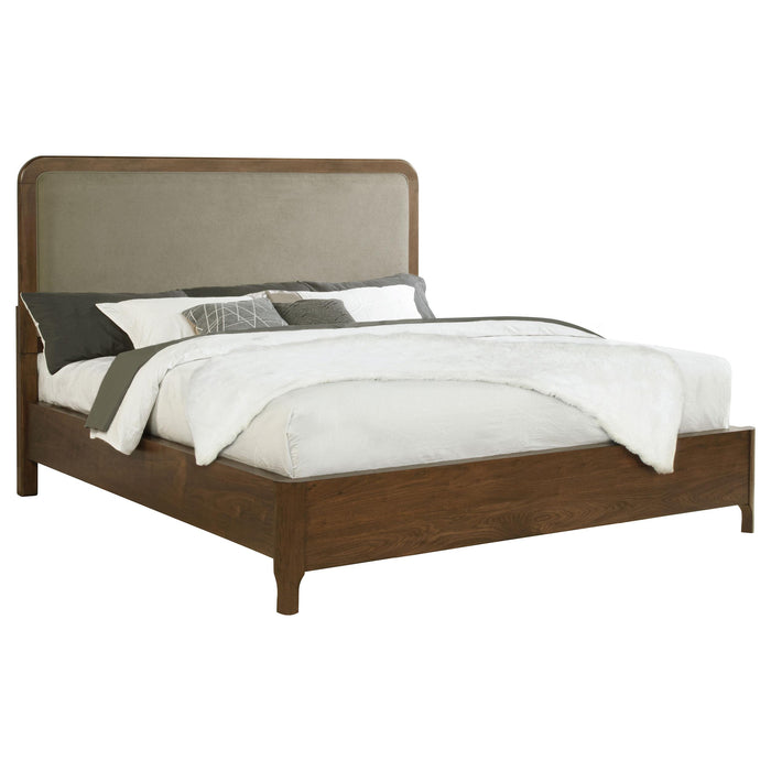 Maderia 57-inch Upholstered California King Panel Bed Walnut