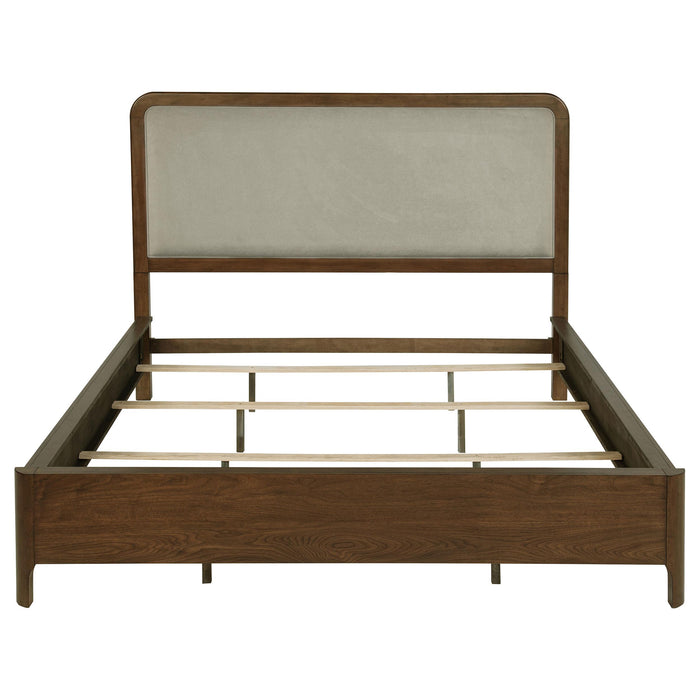 Maderia 57-inch Upholstered California King Panel Bed Walnut