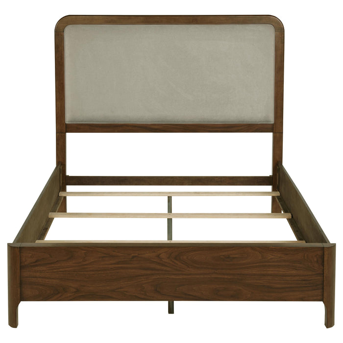 Maderia 57-inch Upholstered Queen Panel Bed Walnut