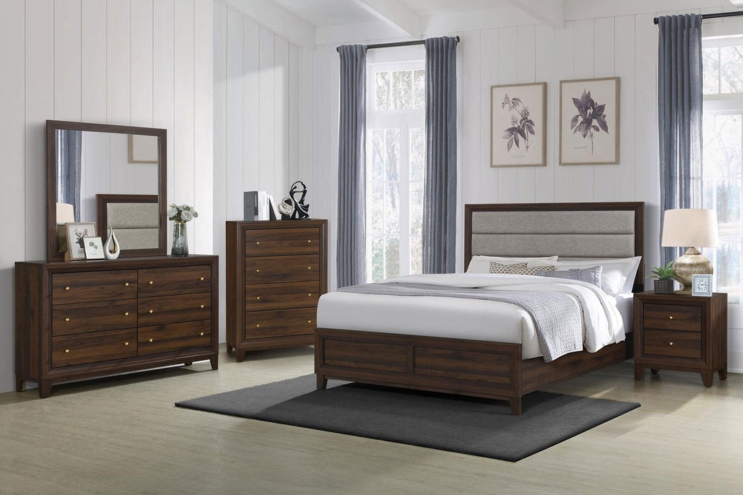 Welsley 50-inch Upholstered Eastern King Bed Walnut