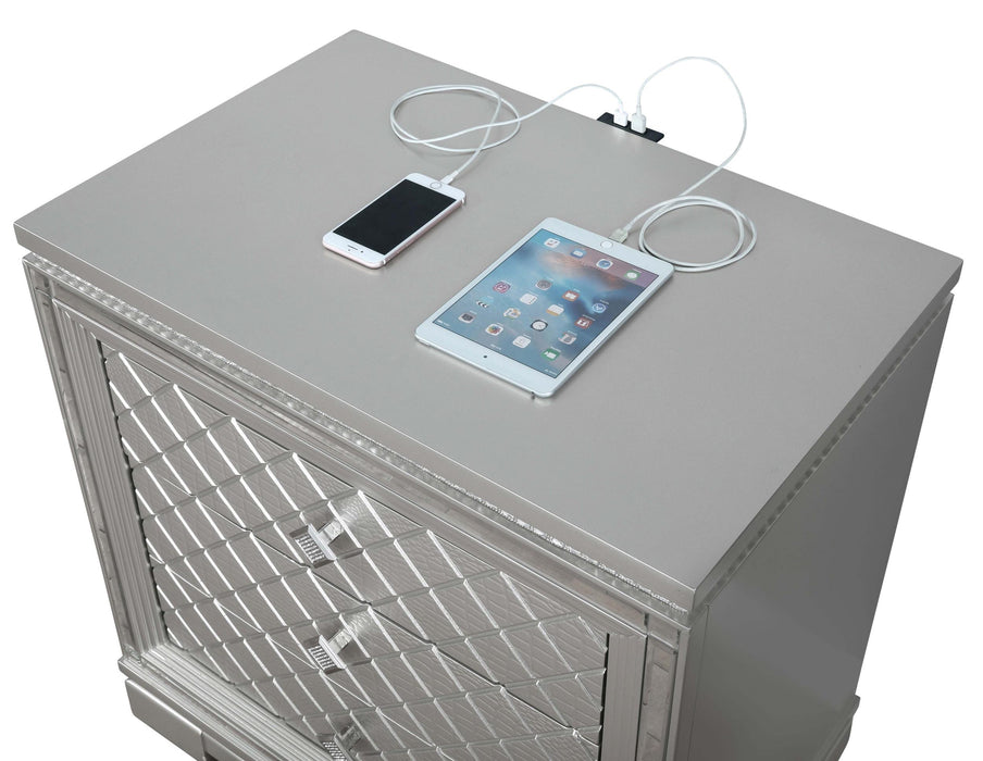 Eleanor 2-drawer Nightstand Metallic Mercury