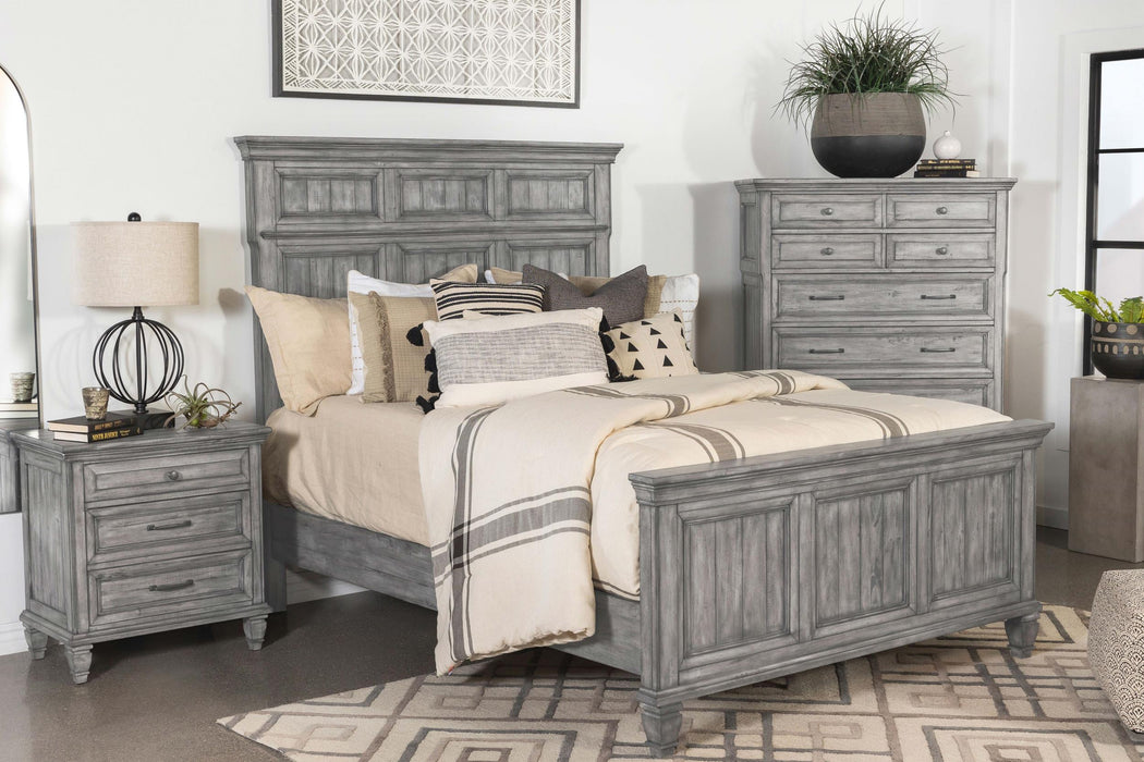 Avenue Wood California King Panel Bed Weathered Grey