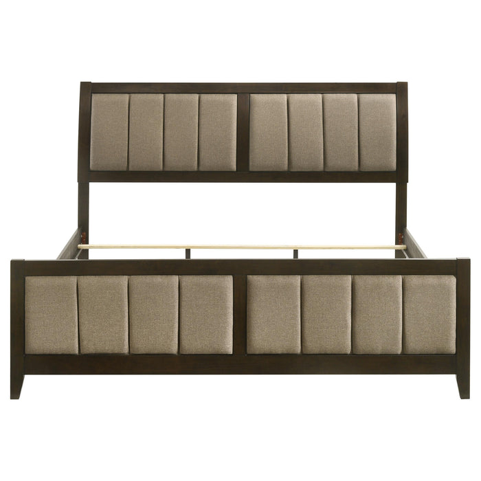 Wilkes 51-inch Upholstered Eastern King Bed Dark Cocoa