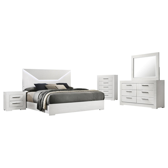 Ives 5-piece Eastern King Bedroom Set White High Gloss