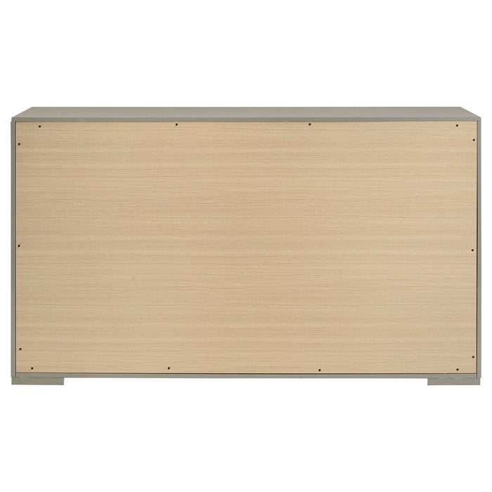 Ives 6-drawer Dresser Cabinet Grey High Gloss