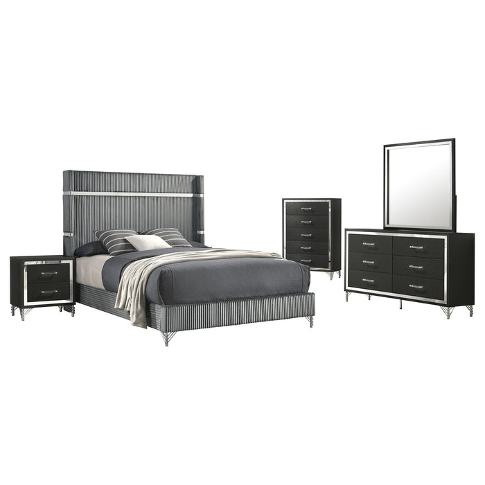 Lucia 5-piece Eastern King Bedroom Set Grey and Black