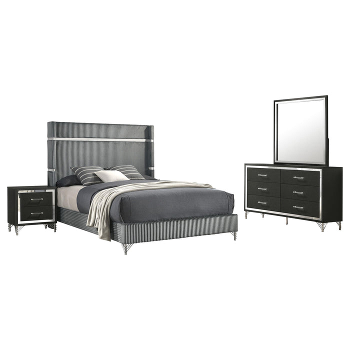 Lucia 4-piece Queen Bedroom Set Grey and Black