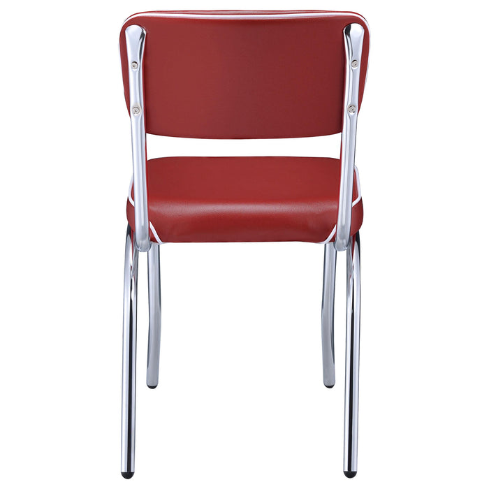 Retro Upholstered Dining Side Chair Red (Set of 2)