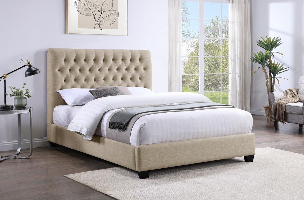 Chloe Upholstered Full Panel Bed Oatmeal