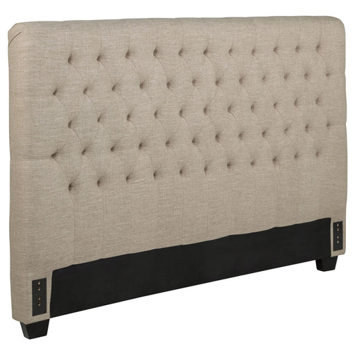 Chloe Upholstered Queen Panel Headboard Oatmeal