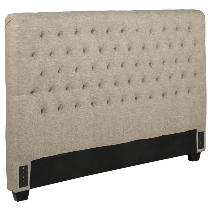 Chloe Upholstered Queen Panel Headboard Oatmeal
