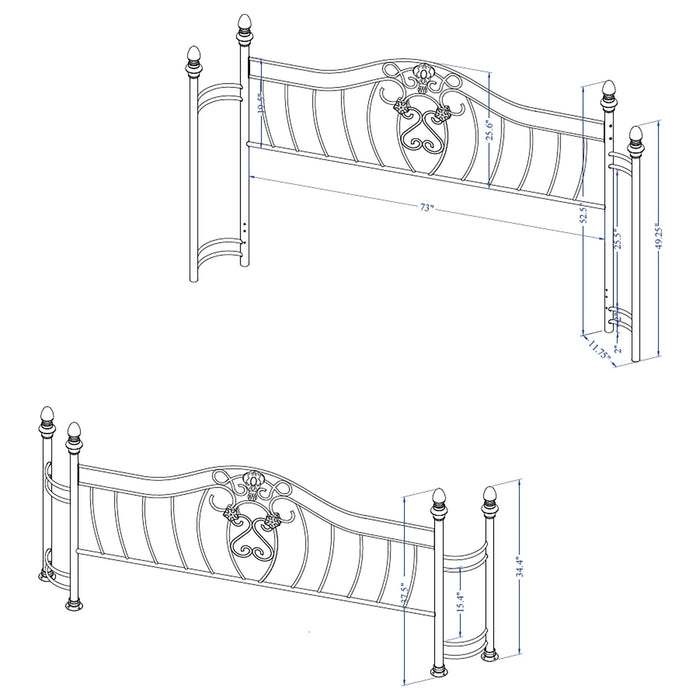 Sydney Eastern King Headboard and Footboard Brushed Gold