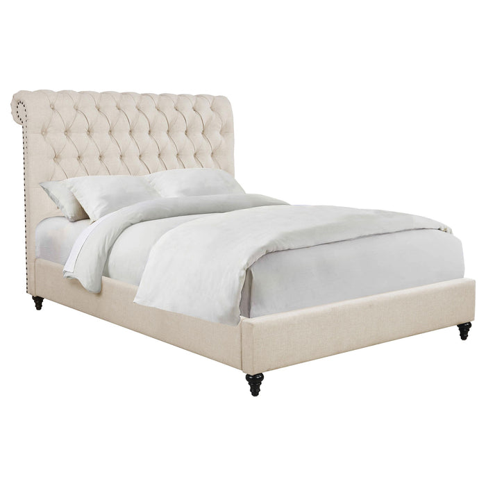 Devon 57-inch Upholstered Full Panel Bed Beige