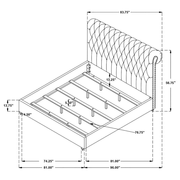Devon 57-inch Upholstered Eastern King Panel Bed Beige