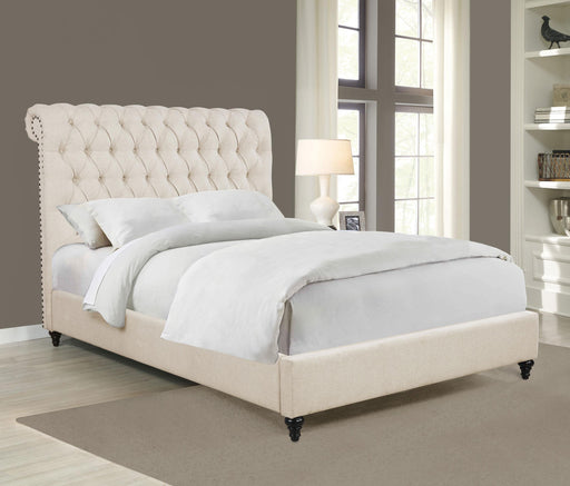 Devon 57-inch Upholstered Queen Panel Bed Beige