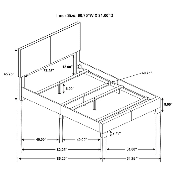 Dorian Faux Leather Upholstered Queen Panel Bed Black