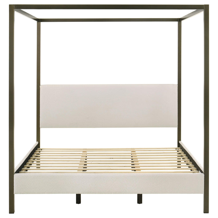 Monroe Upholstered Eastern King Canopy Bed Vanilla