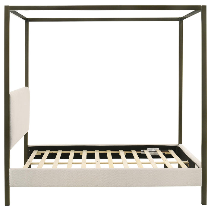 Monroe Upholstered Queen Canopy Bed Vanilla