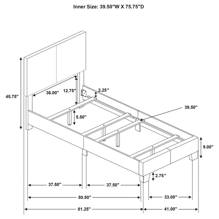 Dorian Fabric Upholstered Twin Panel Bed Taupe