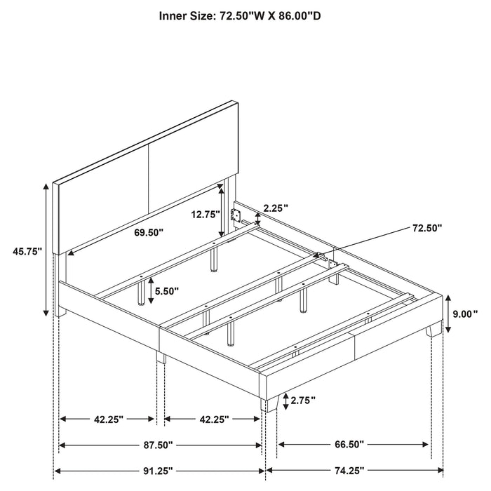 Dorian Fabric Upholstered California King Panel Bed Cream