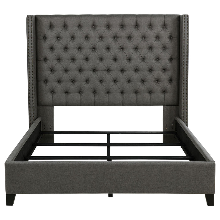 Bancroft Upholstered Eastern King Wingback Bed Grey