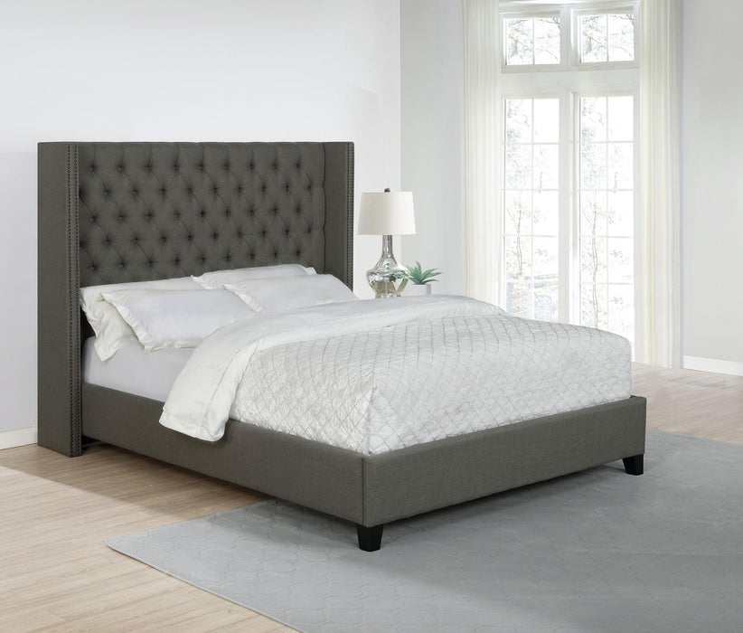 Bancroft Upholstered California King Wingback Bed Grey