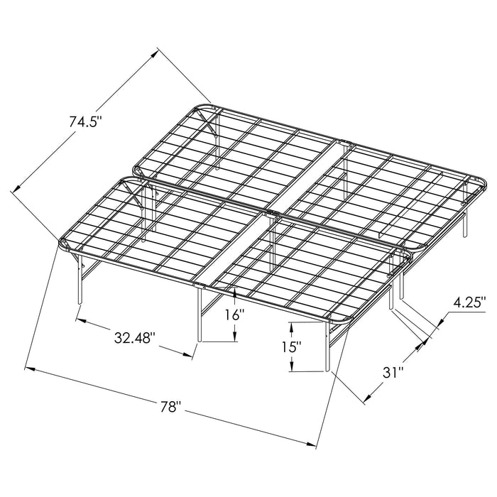 Mabel Metal Eastern King Mattress Support Platform Bed Black