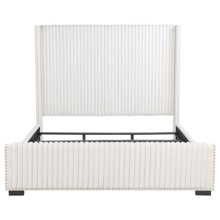 Natasha 65-inch Upholstered Eastern King Wingback Bed Cream