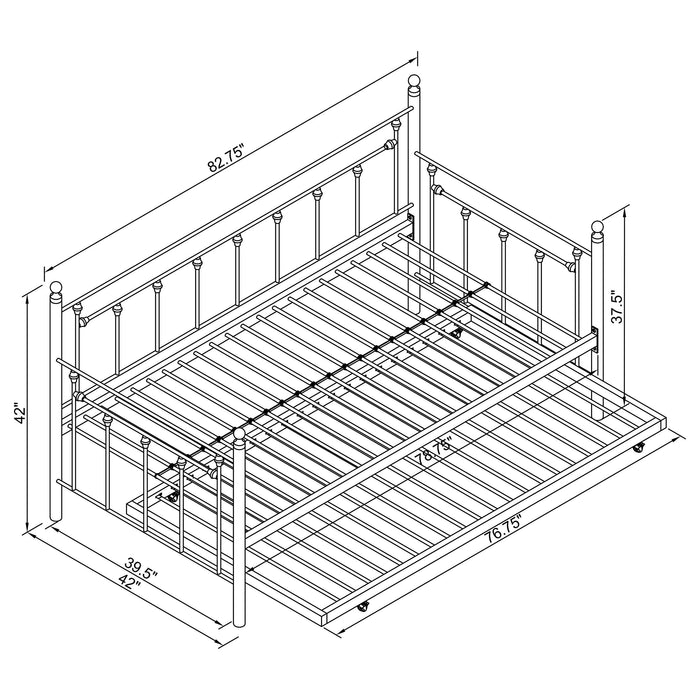 Nocus Metal Twin Daybed with Trundle Gunmetal