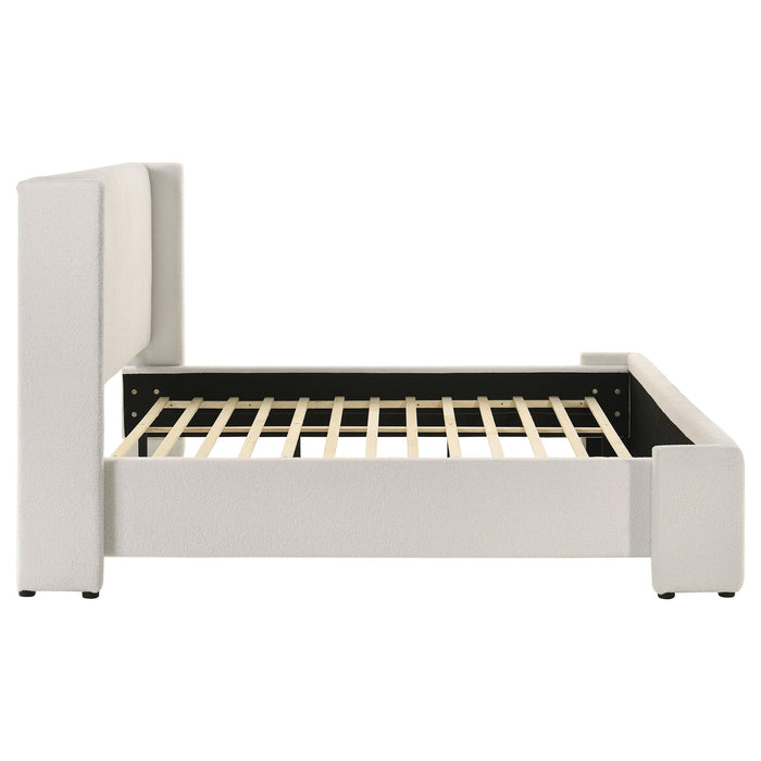 Alamosa Boucle Upholstered Eastern King Platform Bed White
