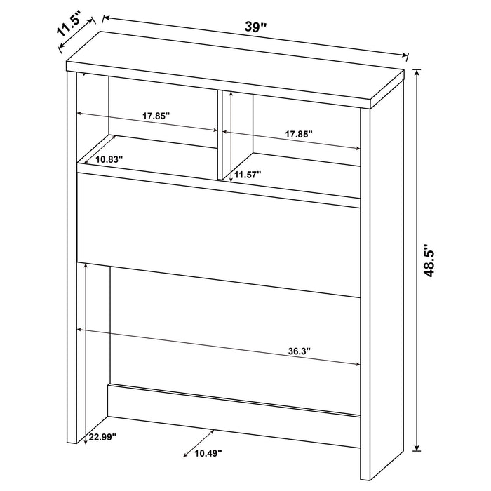 Westpark 49-inch Twin Bookcase Headboard Black