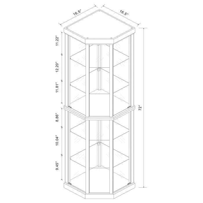 Appledale 6-shelf Corner Curio Display Cabinet Medium Brown