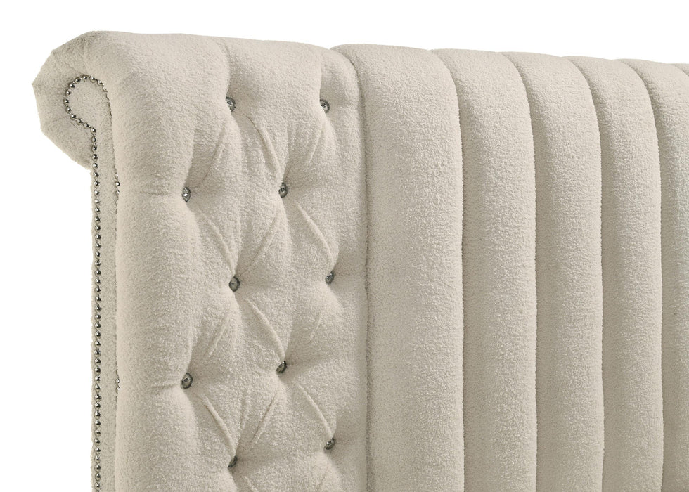 Sonya Upholstered Eastern King Round Storage Bed Ivory