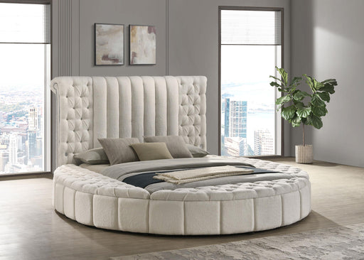 Sonya Upholstered Queen Round Storage Bed Ivory