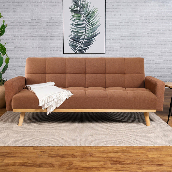 Kourtney Upholstered Tufted Convertible Sofa Bed Terracotta