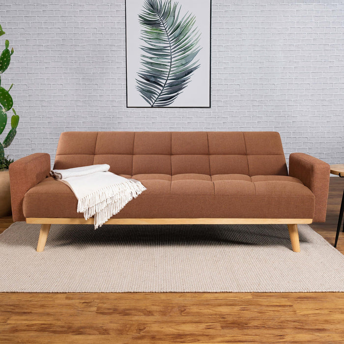 Kourtney Upholstered Tufted Convertible Sofa Bed Terracotta