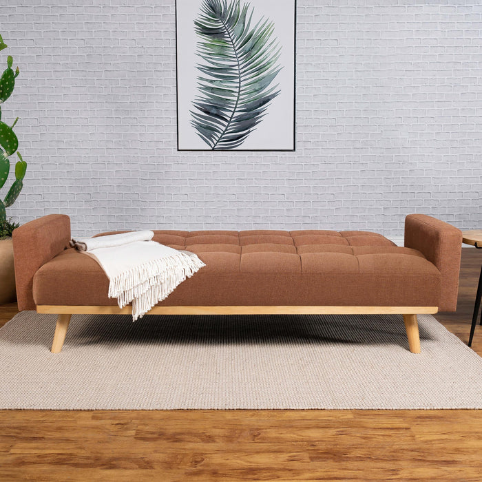 Kourtney Upholstered Tufted Convertible Sofa Bed Terracotta