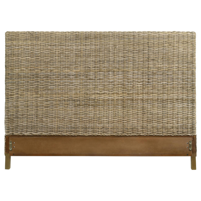 Zyla Woven Rattan California King Panel Headboard Kubu Grey