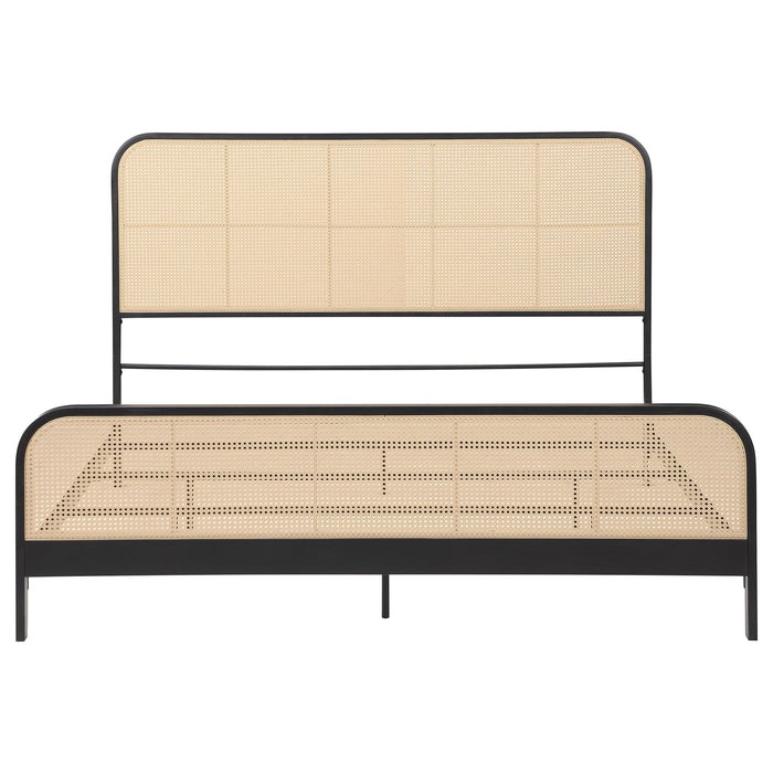 Lanewood Open Cane Webbing Metal Eastern King Bed Black
