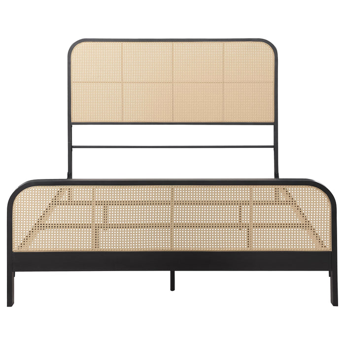 Lanewood Open Cane Webbing Metal Queen Bed Black
