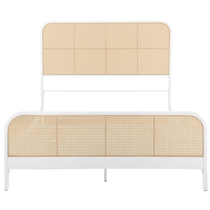 Lanewood Open Cane Webbing Metal Queen Bed White
