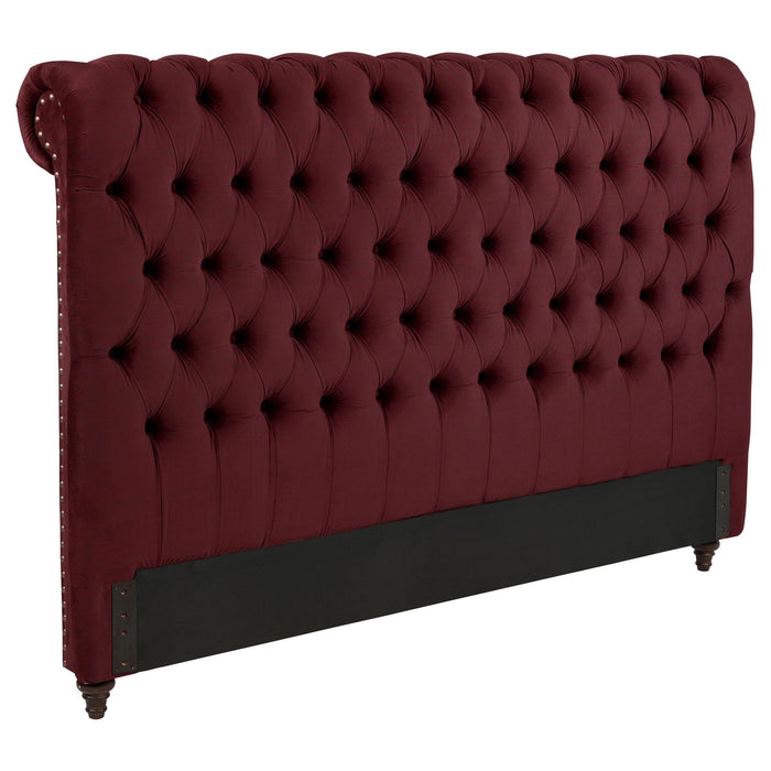 Devon 57-inch Upholstered Eastern King Headboard Wine Red