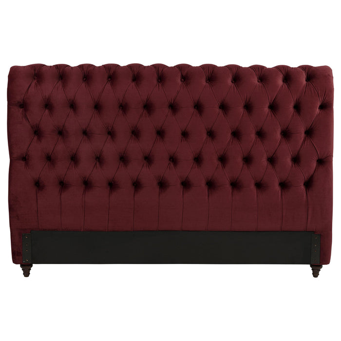 Devon 57-inch Upholstered Eastern King Headboard Wine Red