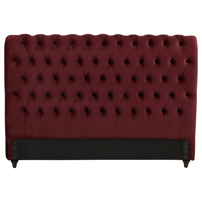 Devon 57-inch Upholstered California King Headboard Wine Red