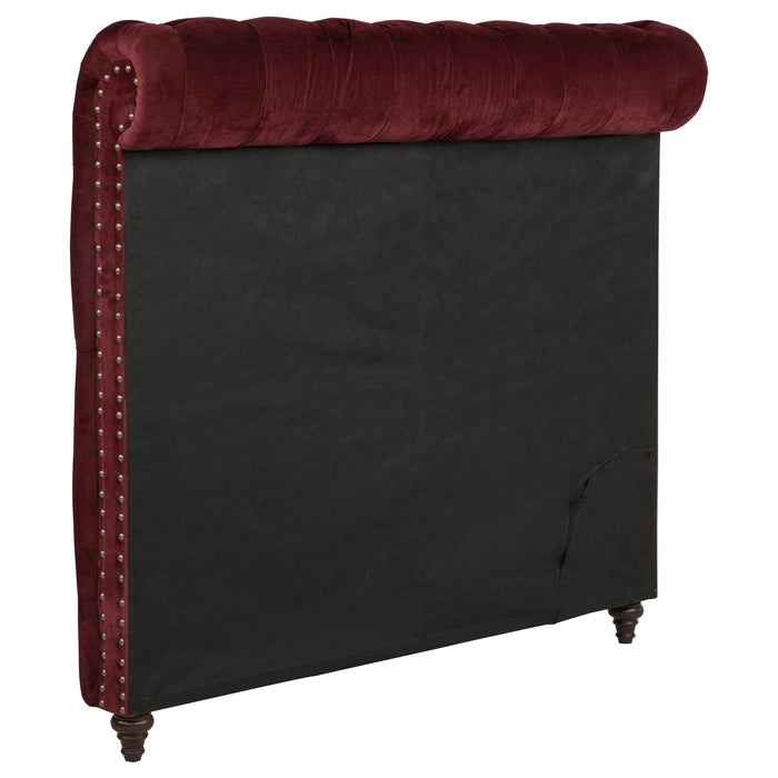 Devon 57-inch Upholstered Queen Headboard Wine Red