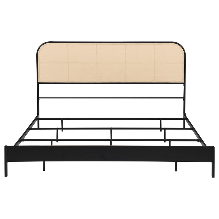 Amherst Radio Weave Rattan Metal Eastern King Bed Black